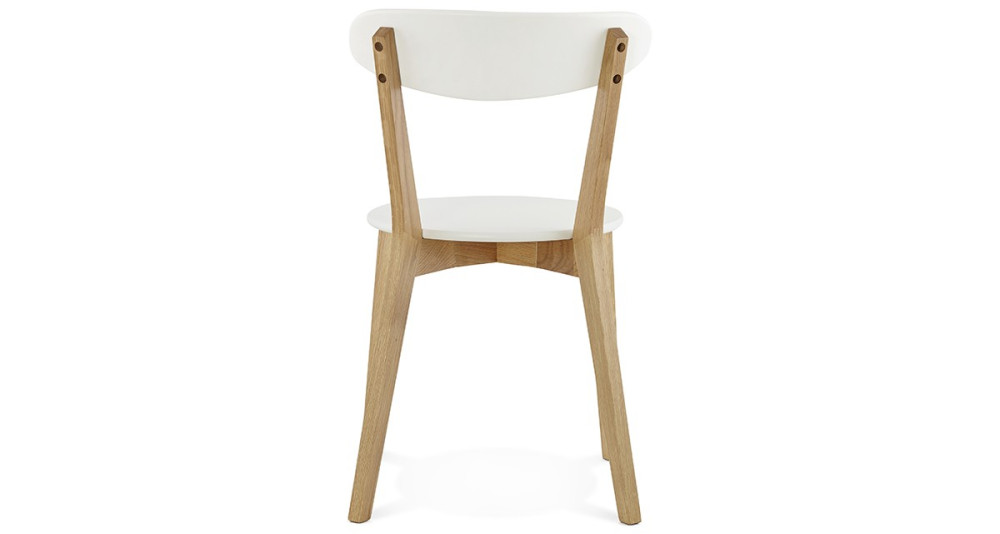 Chaise de table scandinave blanche pieds bois naturel Lady