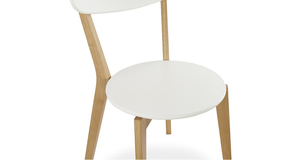 Chaise de table scandinave blanche pieds bois naturel Lady