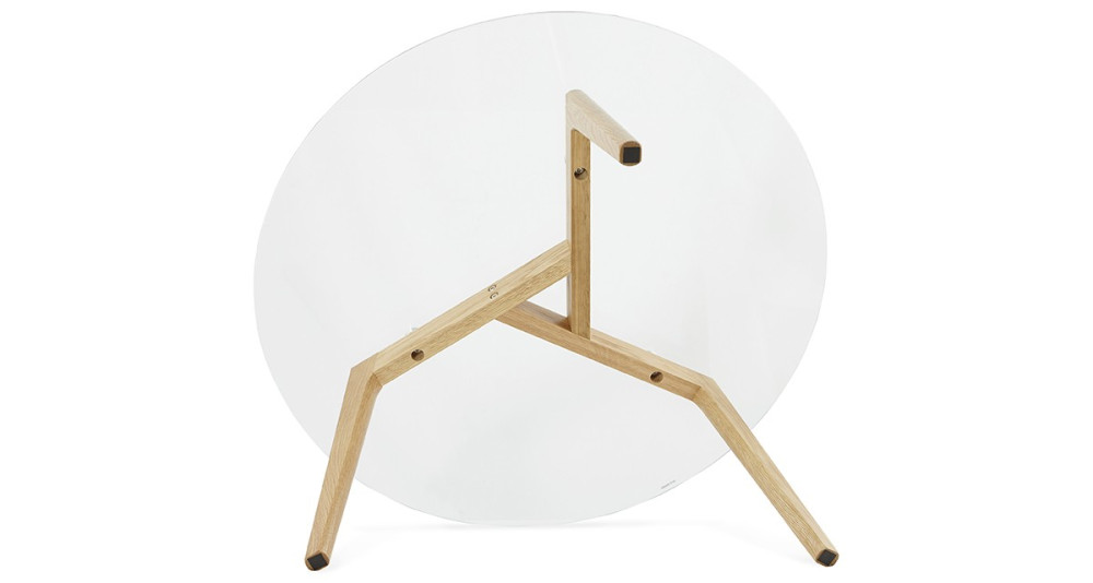 Table basse ronde en verre et bois design scandinave Lazy