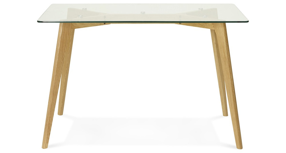 Petite table 120 x 80 cm scandinave avec plateau verre Nugy