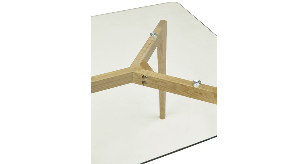 Petite table 120 x 80 cm scandinave avec plateau verre Nugy