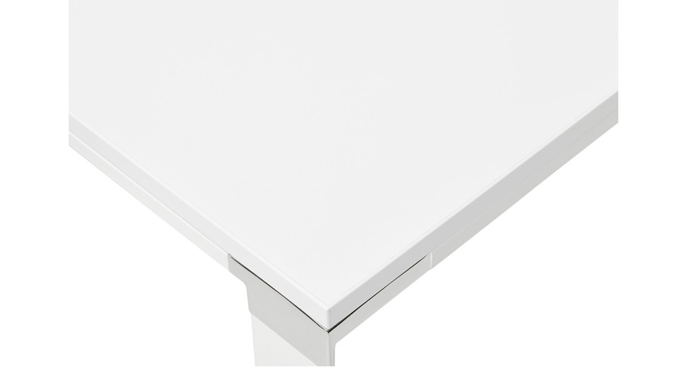 Bureau rectangulaire moderne en bois et métal blanc Kline