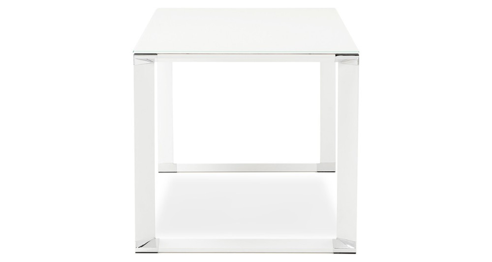 Bureau design en verre blanc et métal 160 x 80 cm Kline