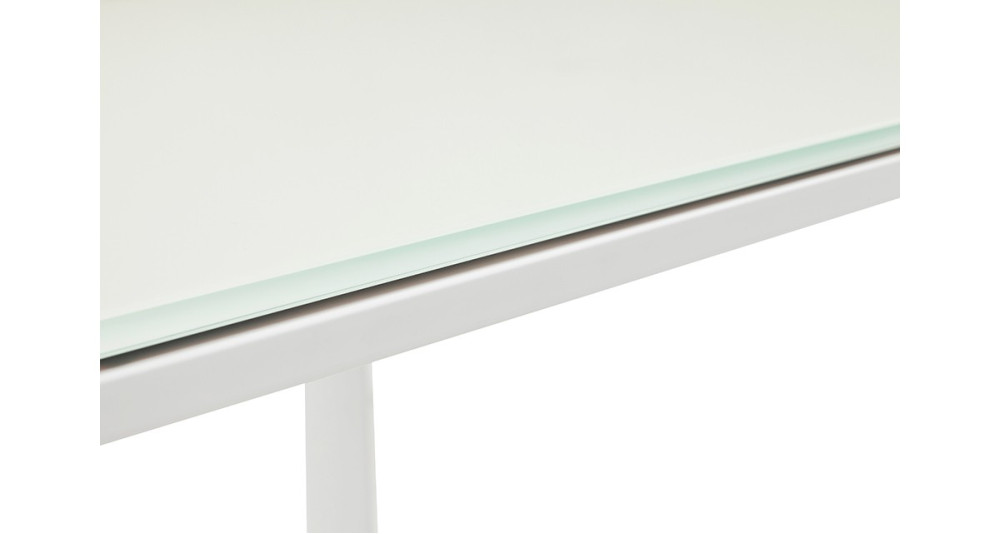 Bureau design en verre blanc et métal 160 x 80 cm Kline