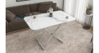 Table basse relevable et extensible Victoire - marbre blanc mat, pied chromé - 7