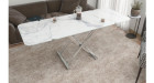 Table basse relevable et extensible Victoire - marbre blanc mat, pied chromé - 8