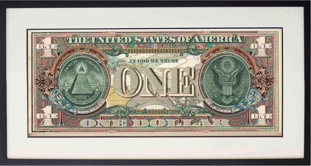 Tableau billet d'1 Dollar Américain - 100 x 100 cm
