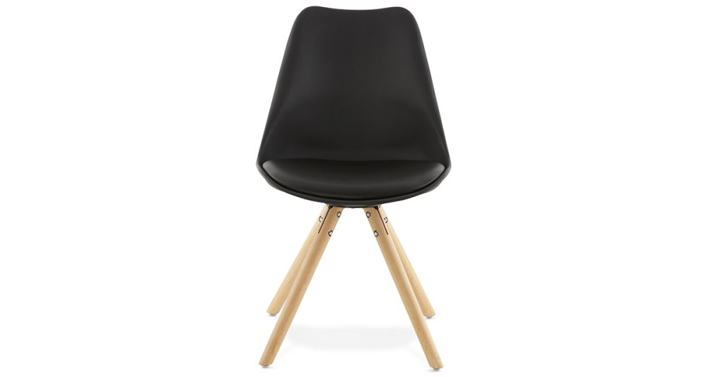 Chaise au design scandinave coque noire et pieds bois Lou