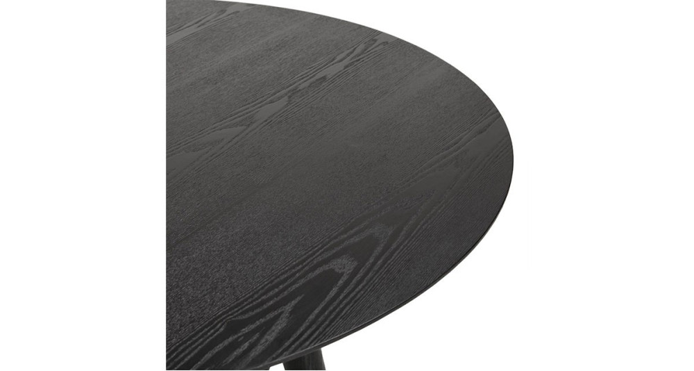 Table repas scandinave avec plateau rond en bois noir diamètre 120 cm Valentine