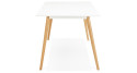 Table 200 x 90 cm blanche et pieds chêne Olivia