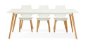 Table 200 x 90 cm blanche et pieds chêne Olivia