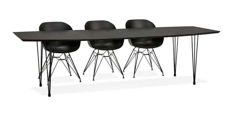 Table industrielle noire à rallonge en bois et métal Aminata