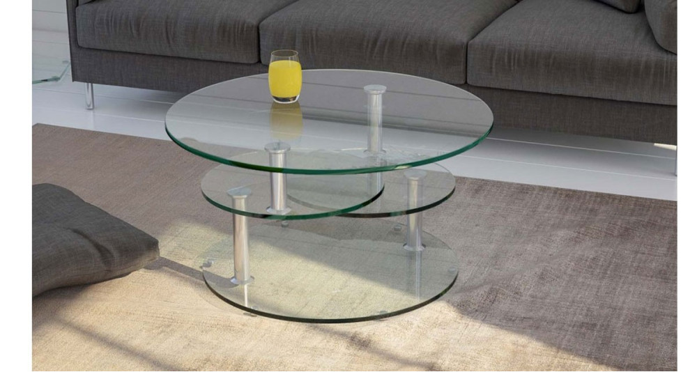 Table basse 3 plateaux ronds en verre ou céramique Millstreet