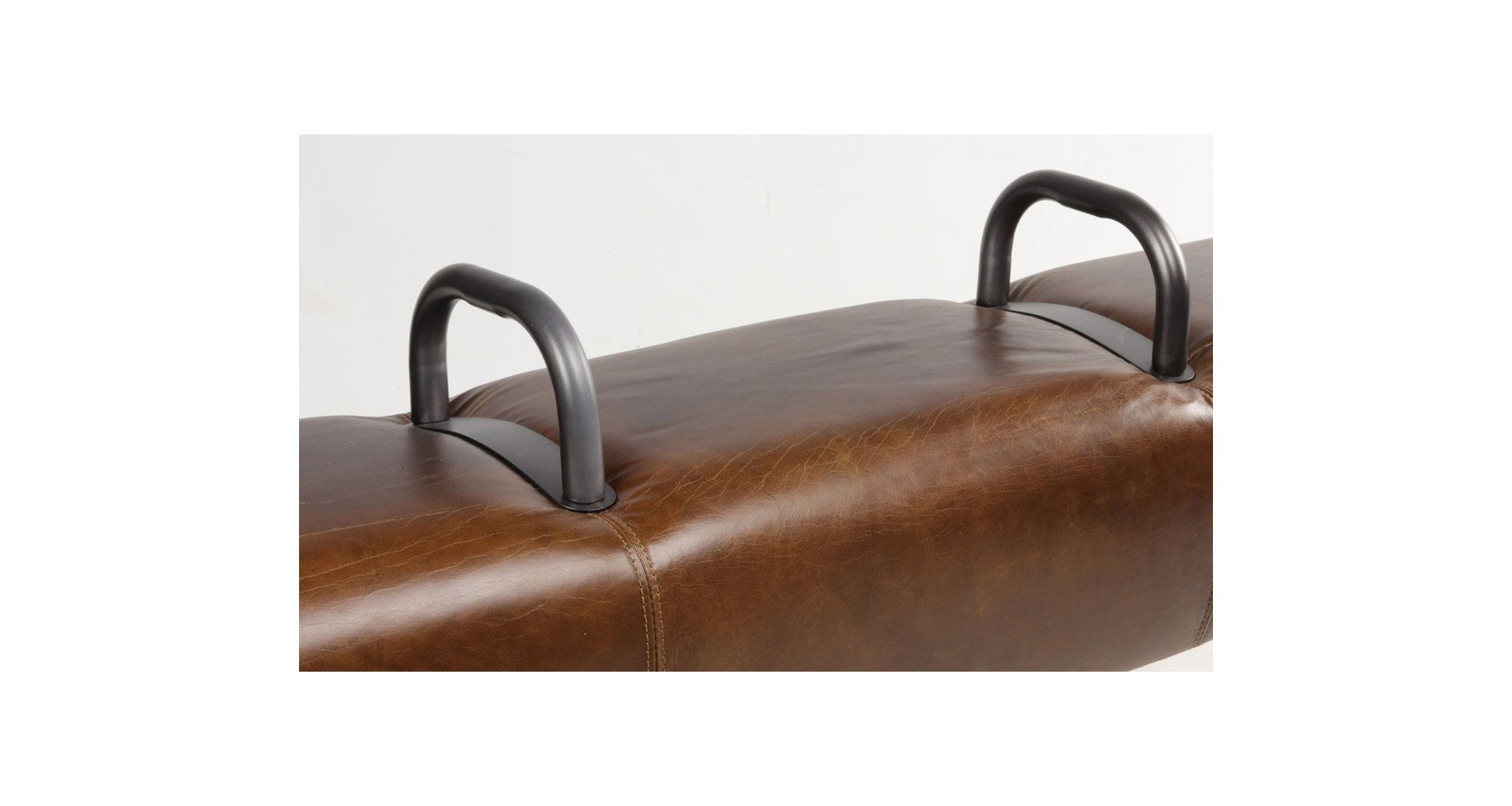 Banc/Cheval D'Arçon Vintage – Cuir Pleine Fleur Havane – Design XXème