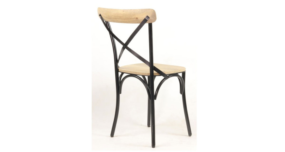 Chaise de bistrot industrielle en bois clair et métal noir Pensacola