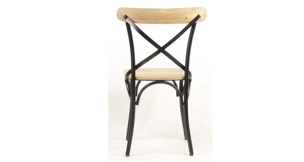 Chaise de bistrot industrielle en bois clair et métal noir Pensacola