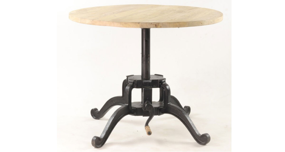 Table basse ronde industrielle diamètre 80 cm à hauteur réglable Atmore