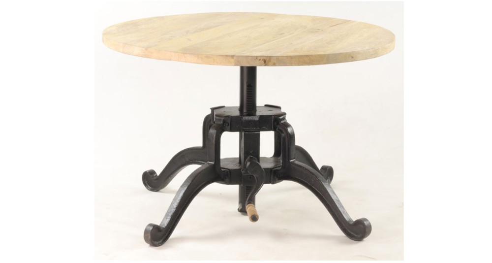 Table basse ronde industrielle diamètre 80 cm à hauteur réglable Atmore