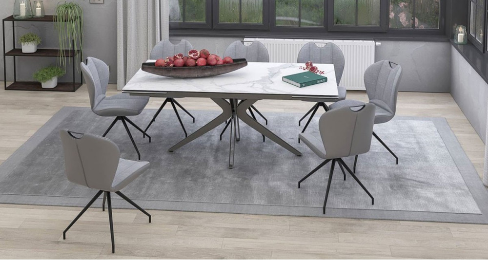 Table de repas XL extensible 12 personnes avec plateau céramique Eloquence