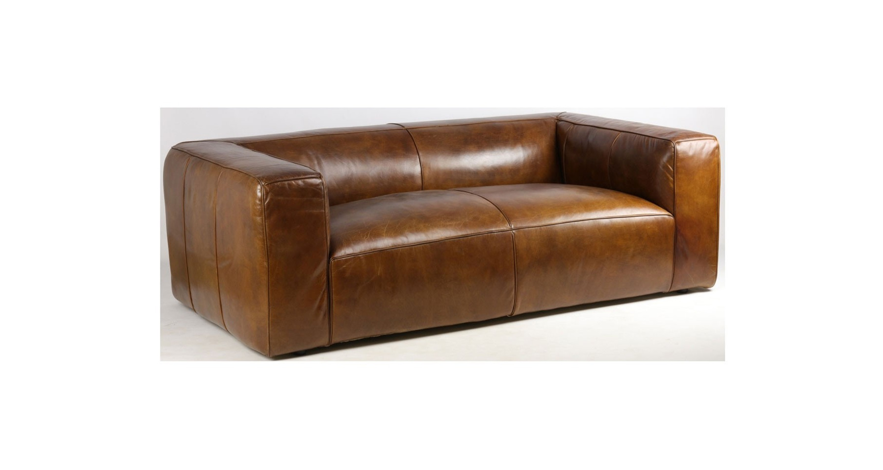 Canapé Roche Bobois Cuir Pleine Fleur Marron - 185 Cm - Excellent état