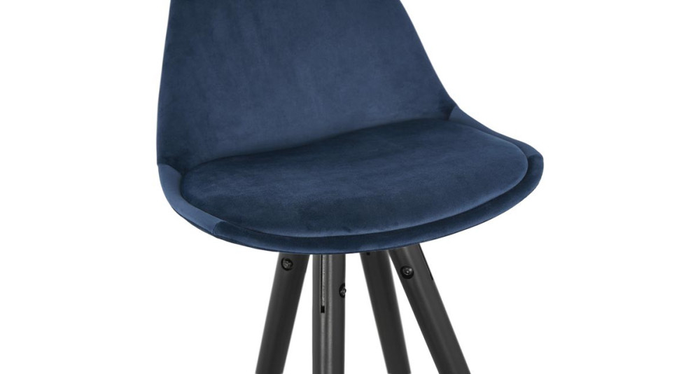 Chaise mi haute en velours bleu design scandinave Toronto