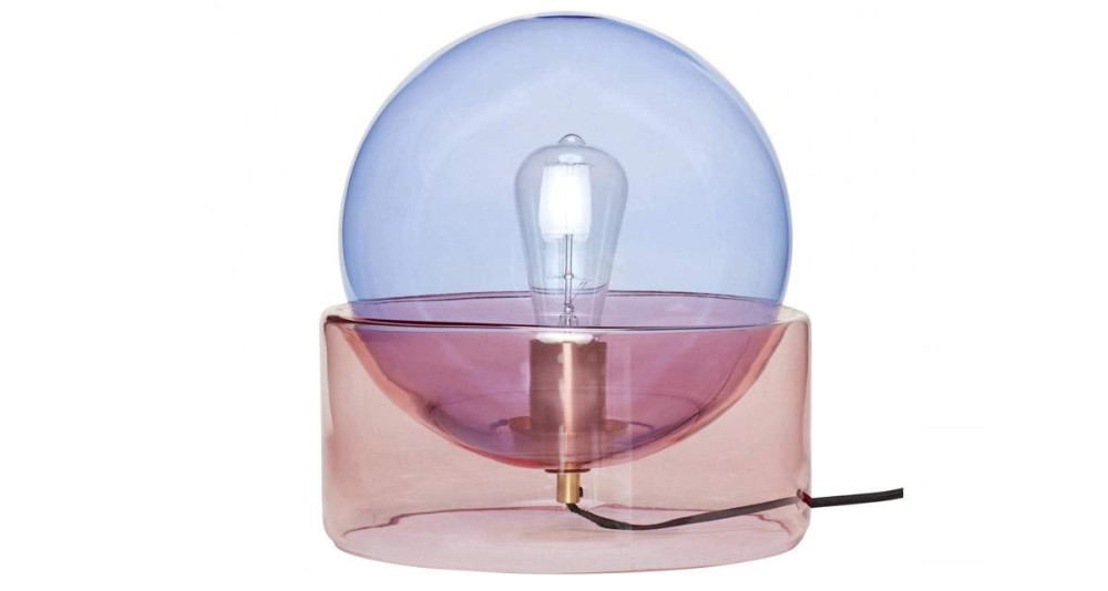 Lampe sphère en verre bleu/rose Safira