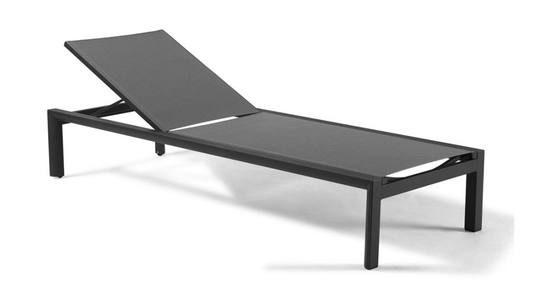 Bain de soleil moderne en métal mat et toile textilène Vittorio