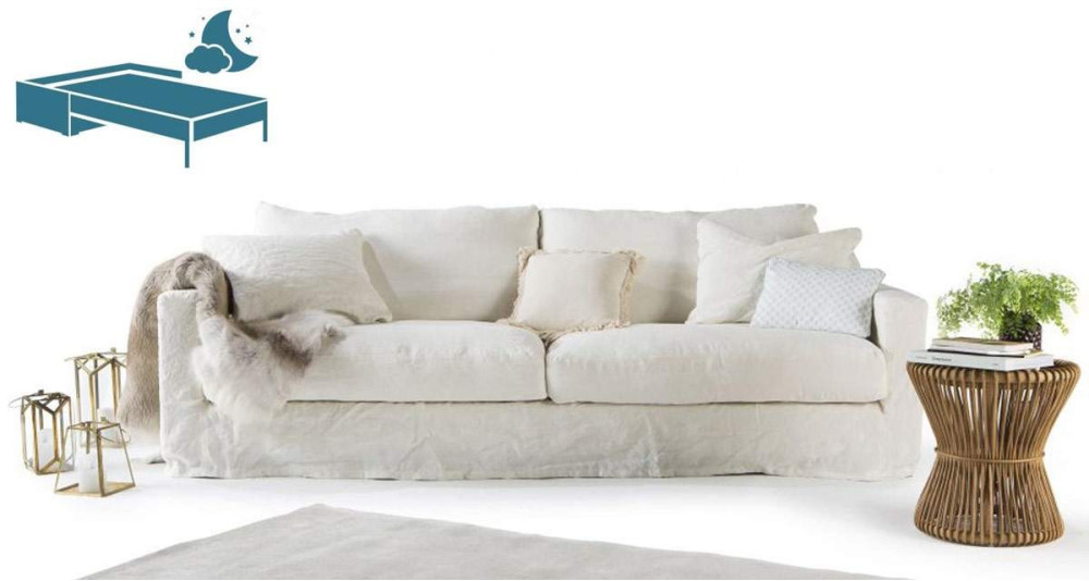 Canapé lit moelleux couchage quotidien lin ou tissu Saint Malo Home Spirit