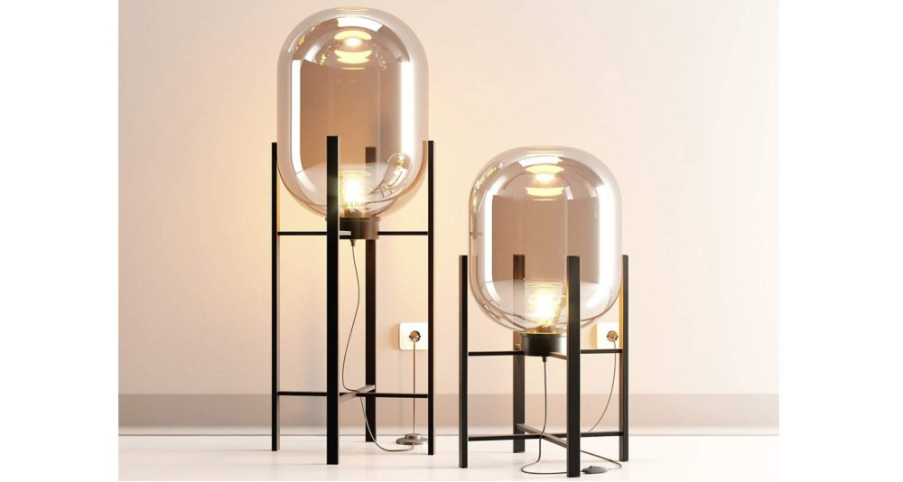 Lampadaire 90 cm design avec bulbe en verre Salentine