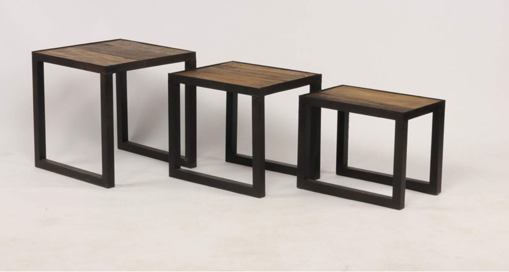 Set de 3 tables basses gigognes au design industriel Crozier