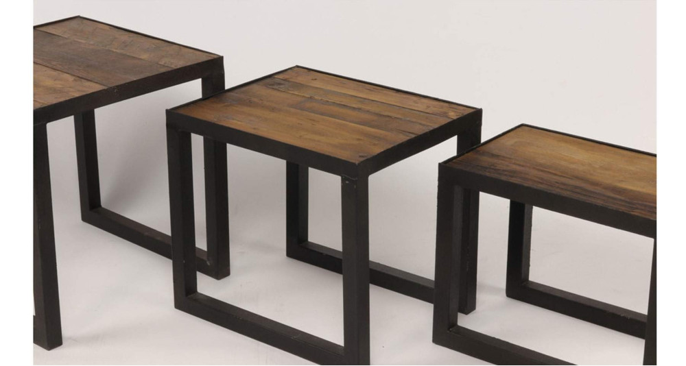 Set de 3 tables basses gigognes au design industriel Crozier
