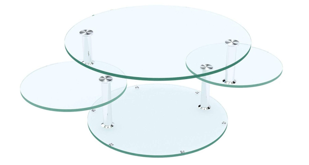 Table basse 3 plateaux ronds en verre ou céramique Millstreet