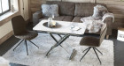 Table basse relevable et extensible Victoire - marbre blanc mat, pied chromé - 11