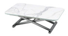 Table basse relevable et extensible Victoire - marbre blanc mat, pied chromé - 3