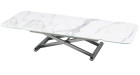 Table basse relevable et extensible Victoire - marbre blanc mat, pied chromé - 1