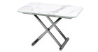 Table basse relevable et extensible Victoire - marbre blanc mat, pied chromé - 4