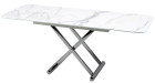 Table basse relevable et extensible Victoire - marbre blanc mat, pied chromé - 5