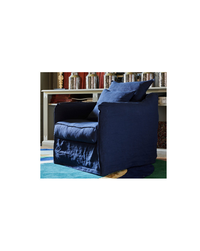 Petit fauteuil 75 cm moelleux tissu ou lin Saint Briac