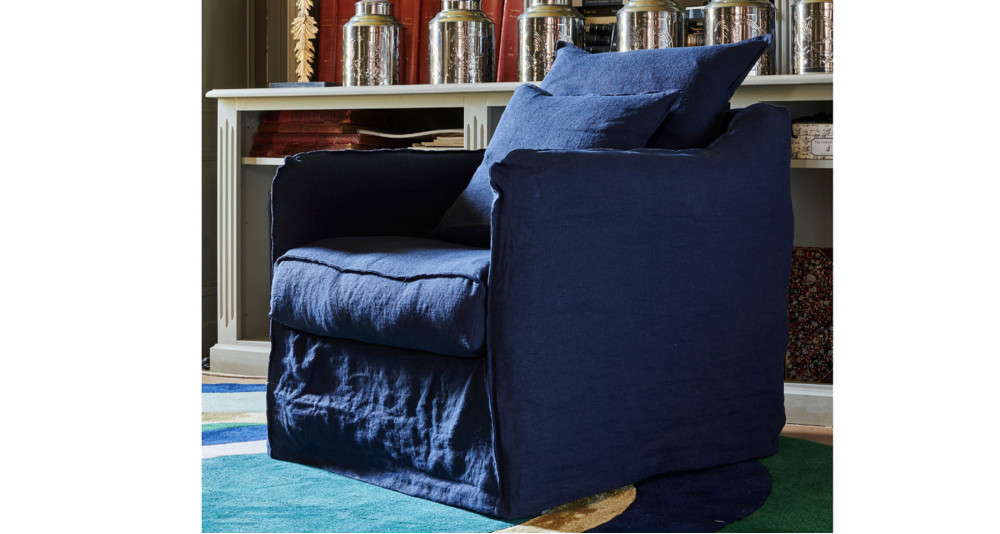 Petit fauteuil 75 cm confort moelleux en tissu ou lin Saint Briac
