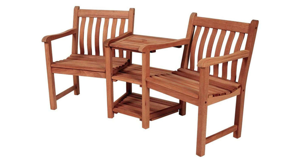Duo fauteuils et table intégrée en bois de Cornis