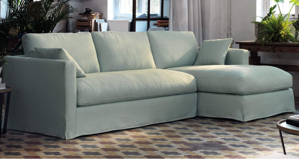 Canapé d'angle en tissu, en lin ou velours Fontana