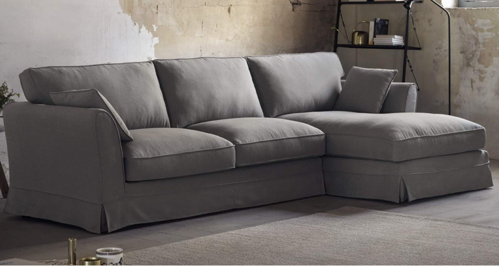 Canapé d'angle cosy avec tissu ou lin Lima