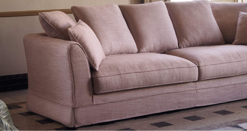 Canapé d'angle cosy avec tissu ou lin Lima