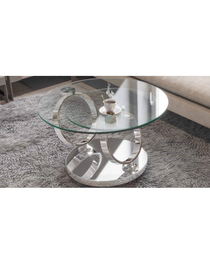 Table basse ronde double plateau Sidonie