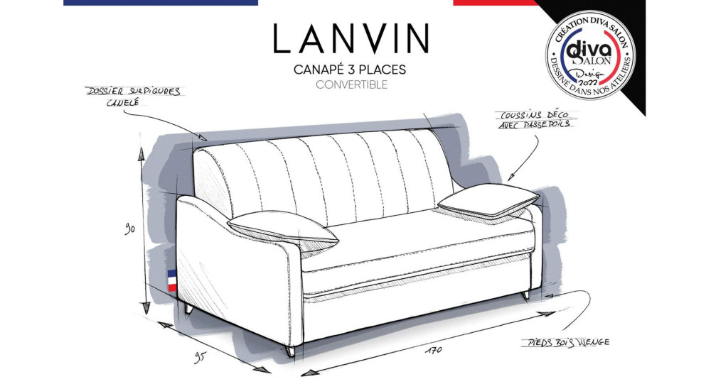Canapé convertible en livraison rapide Lanvin DIVA