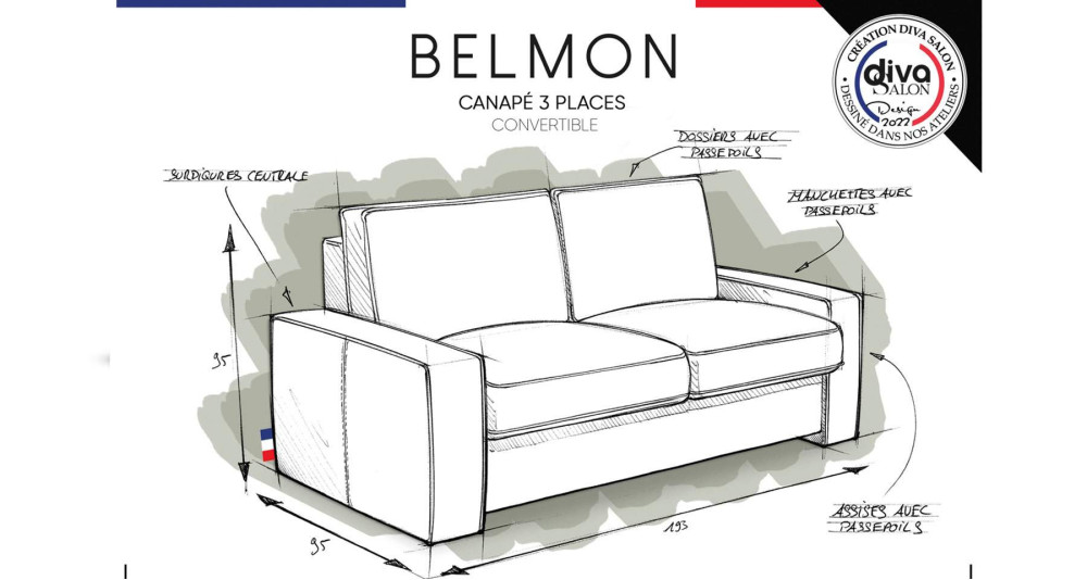 Canapé convertible avec matelas Simmons® Belmon DIVA