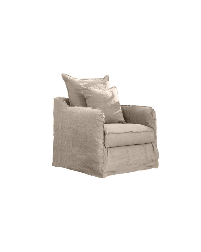 Petit fauteuil 75 cm moelleux tissu ou lin Saint Briac