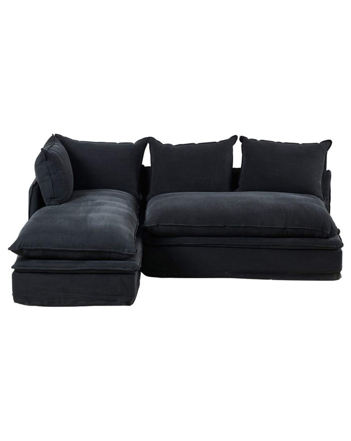Canapé d'angle en lin noir Giani