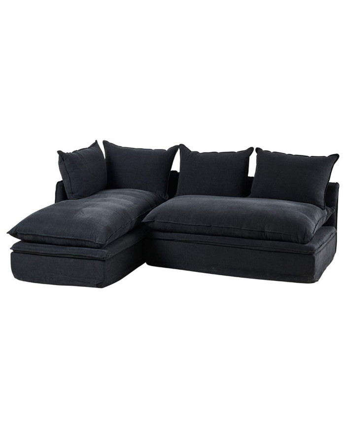 Canapé d'angle en lin noir Giani