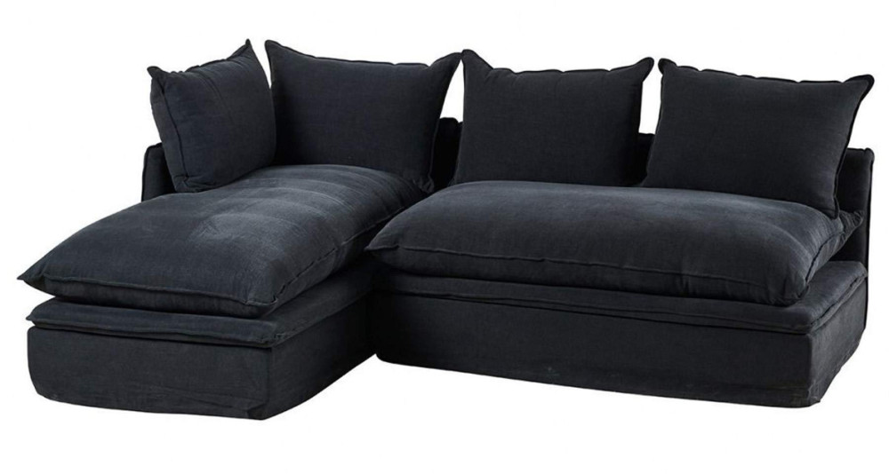 Canapé d'angle en lin noir 3 places Giani